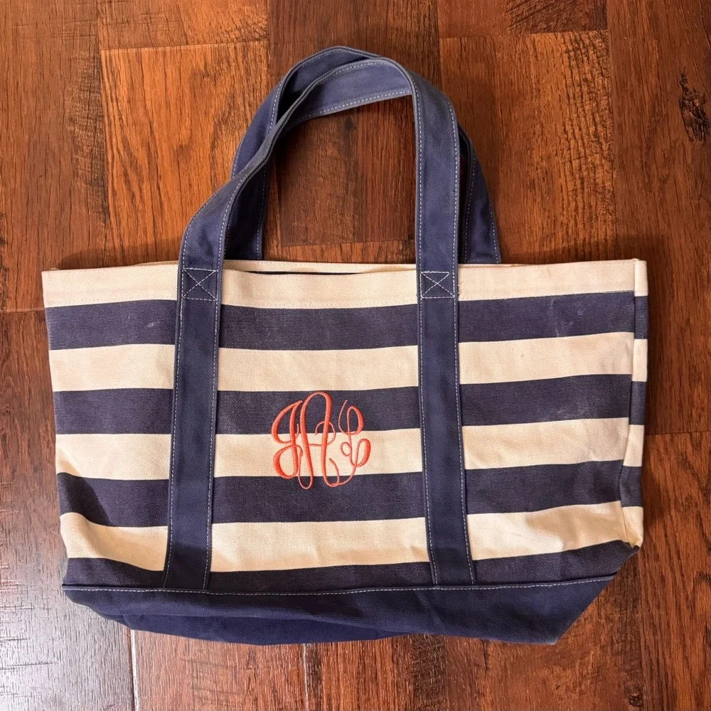Large tote bag, embroidered monogram “JLA,” unisex